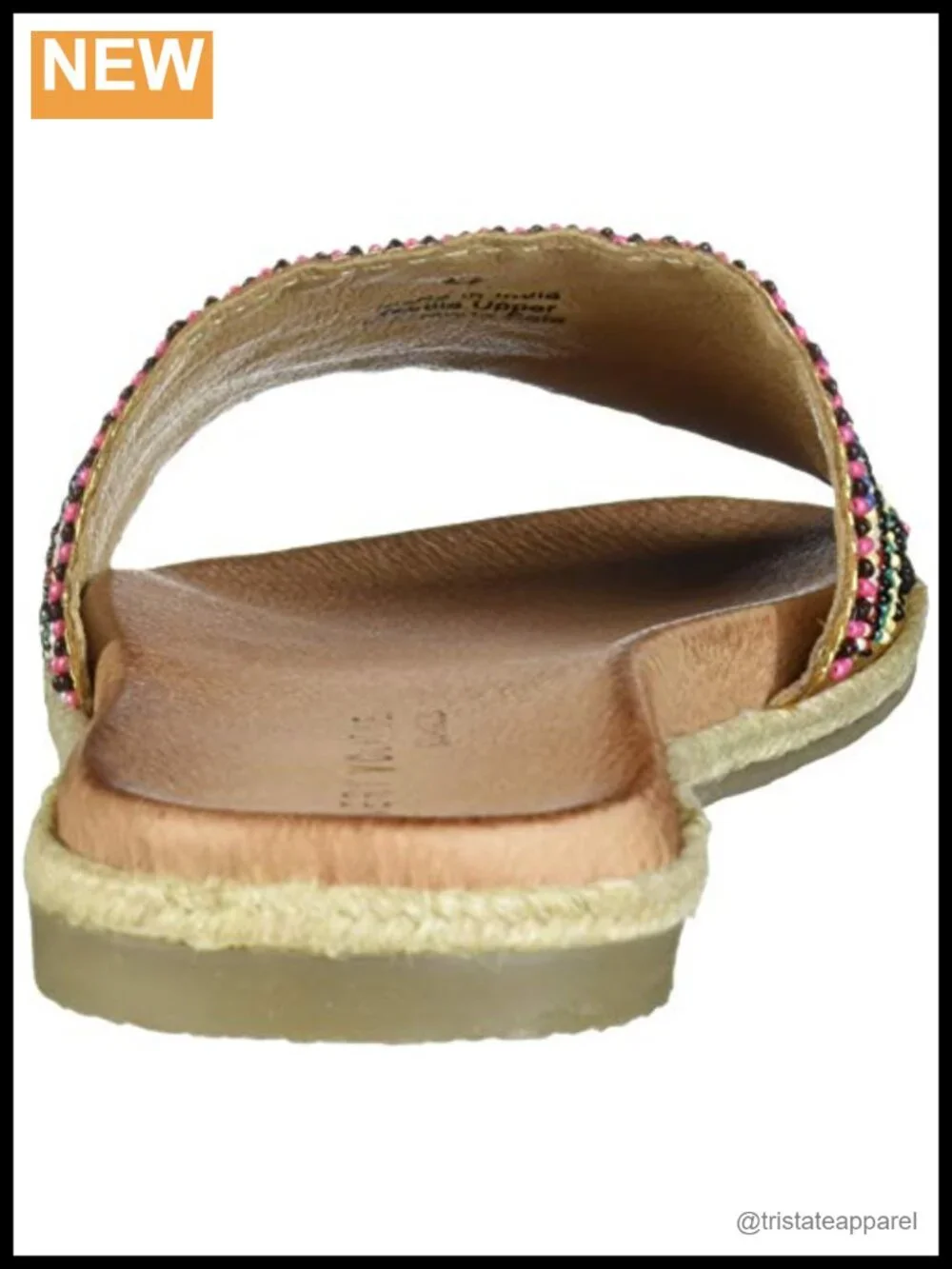 Embroidered Slide Sandals with Ankle Strap and Padded Insole